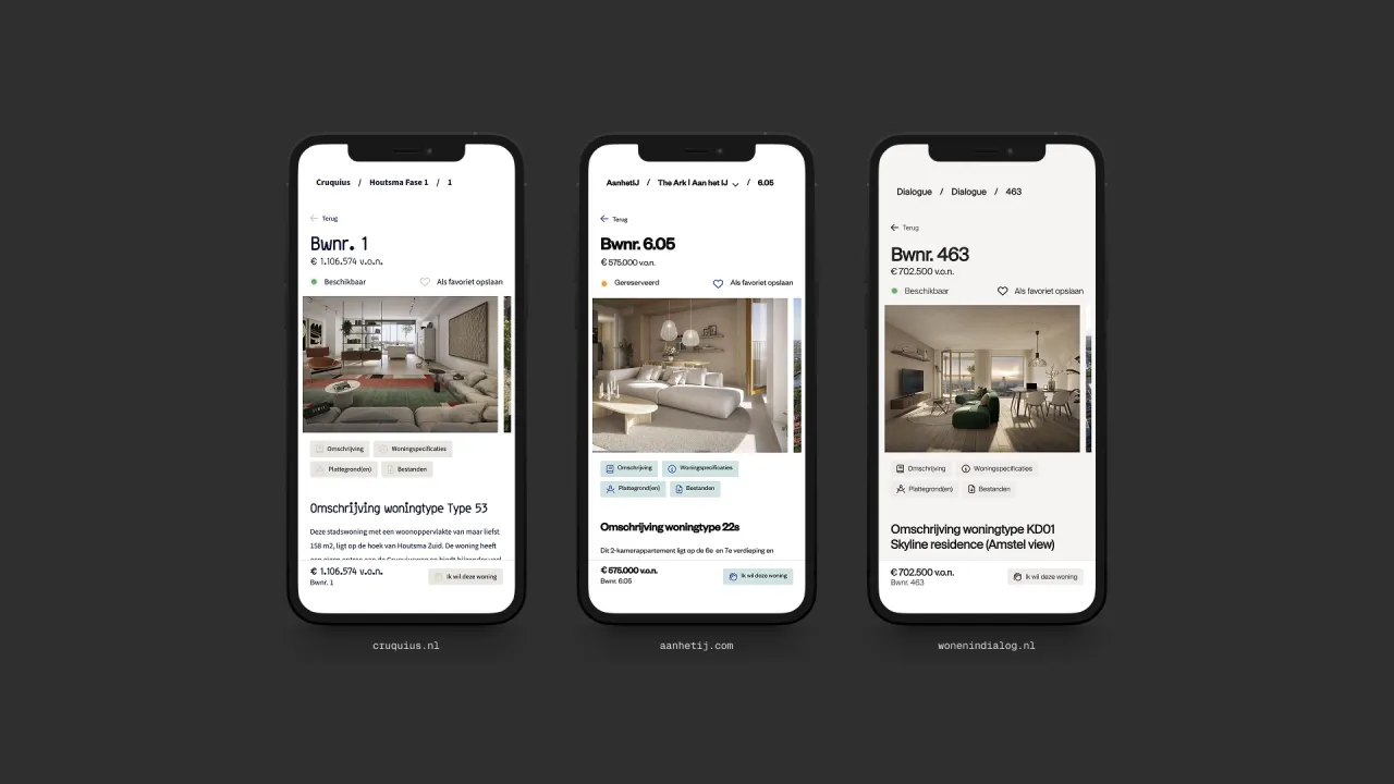 Mobile screens in different project styles