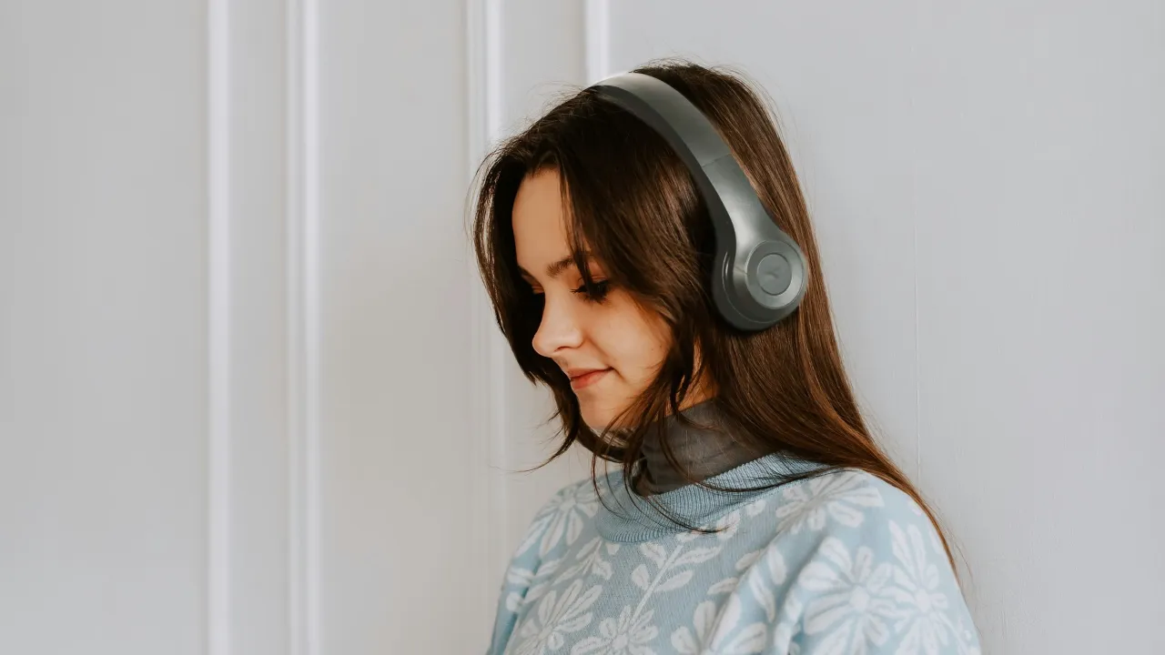 Woman wearing headphones