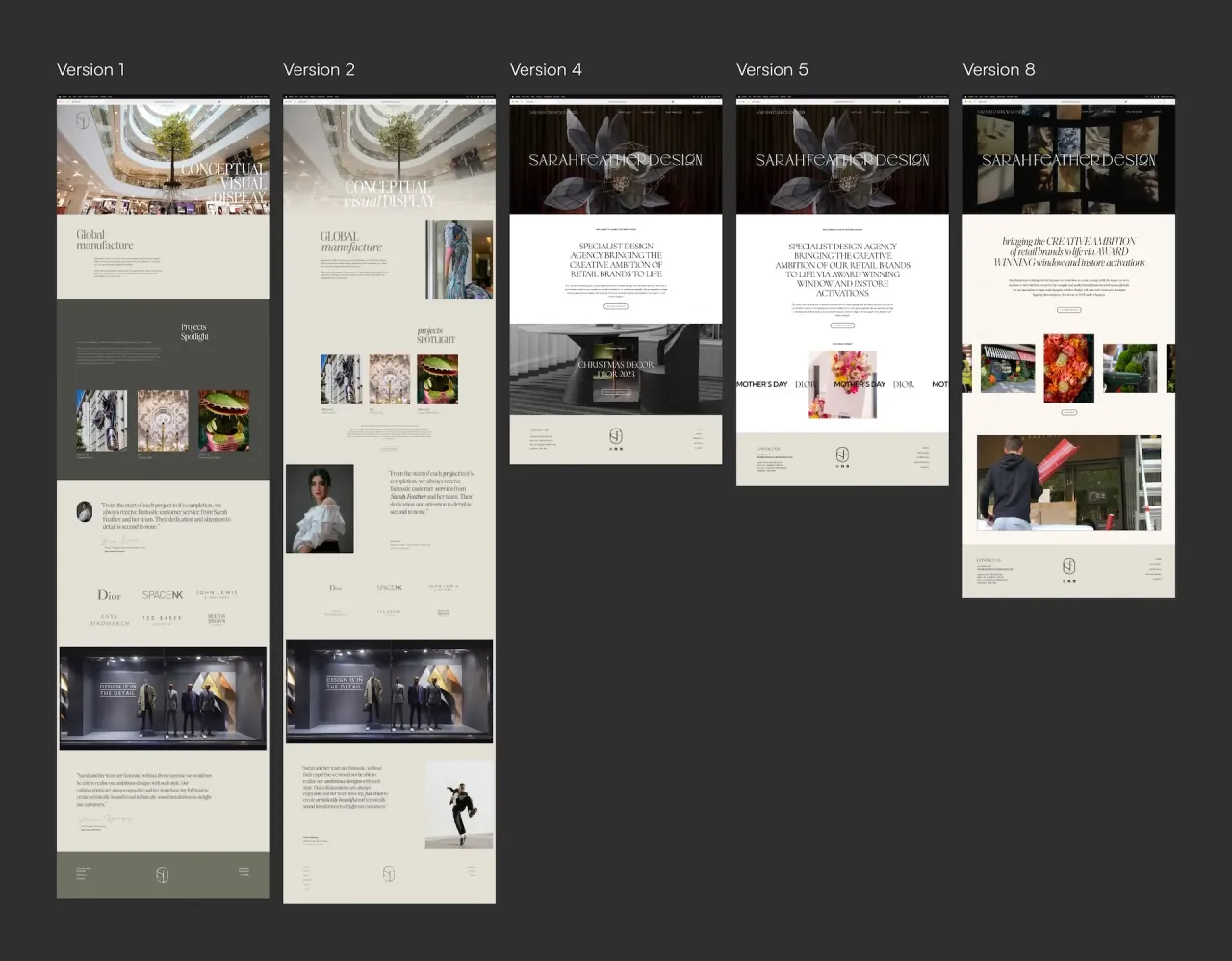 Homepage variations